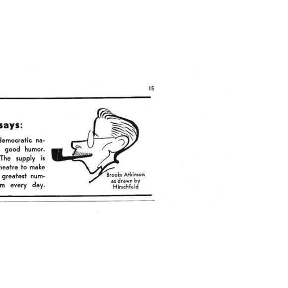 Brooke Atkinson Drawing by Hirshfield NY Times Critic 1940s Vintage Print Ad - Picture 4 of 4